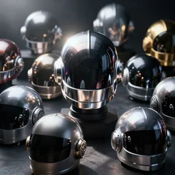 daft punk helmets lots of them collection hyperrealism photo