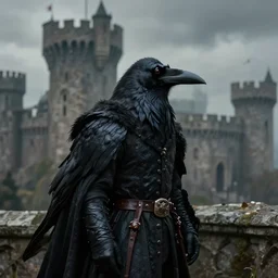 portrait of a raven rogue in a castle. r / oldschoolfantasy