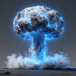 nuclear explosion, blue glow, by jean - baptiste monge