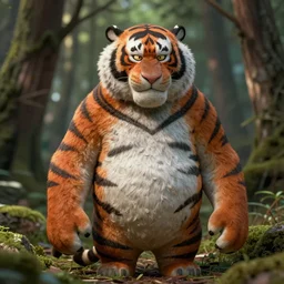 hyper realistic character portrait of gritty in the woods, ultra realistic, hyper realism, 3 d character model, substance painter, painted texture maps, tony the tiger, smooth, concept art, octane render, 8 k, in the style of kung fu panda,
