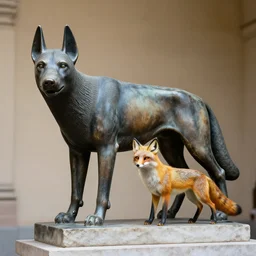 “ capitoline wolf ” statue with a fox instead of a wolf