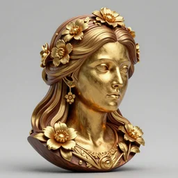 goddess portrait, artgerm, intricately carved mahogany with gilding, floral bloom carvings, radiant lighting, 3 d, peter mohrbacher