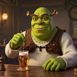 danny devito as shrek drunk at a pub