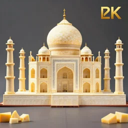 the taj mahal made out of blocks of cheese, professional food photography, 4 k
