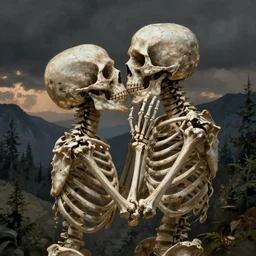 “A skeleton and a death kiss”