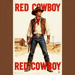 a vintage poster for a 1 9 6 0 s spaghetti western called red cowboy