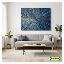 IKEA catalogue photo of a living room, by Jackson Pollock