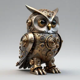iron owl, steampunk style, consists of many parts, many parts, high quality, 8 k