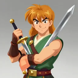 portrait of teenage conan the barbarian, smiling arrogantly. holding gold handled sword. digital art. animated feature. 3 d pixar and disney!! in the style of disney pixar, moana, brave, the good dinosaur.