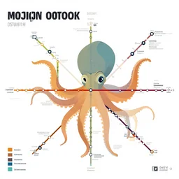 a city metro map. the overall layout is akin to an octopus. illustration, infographic, stylised, clean, bold simple colours with legible and dyslexic friendly fonts.