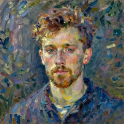 loui braille portrait in style of claude monet