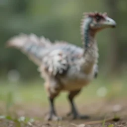 blurry photograph of a feathered dinosaur