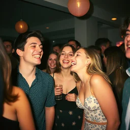 a ultra high resolution of people at a party, they laugh doumbly loudly. kodak etkar 1 0 0.