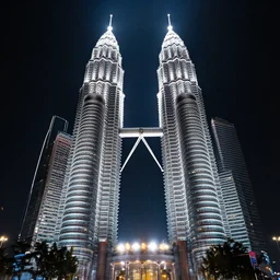 a photograph photo of twin towers in sao paulo city at night time