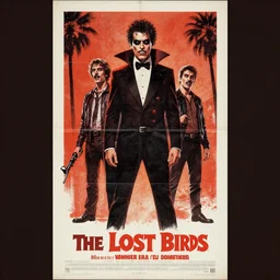 poster art, movie poster, pulp horror, the lost boys by, saul bass. textured, paper texture. vampires, southern california, 1 9 8 4