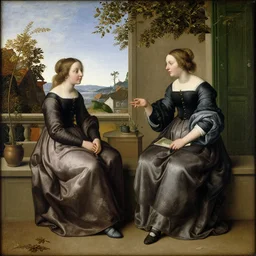 two sisters or on the terrace by hieronymus bosch, delights,