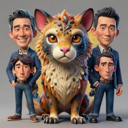 stylish colourful caricature - 3 d vfx art - of a animal, art style by zdzisaw beksinski, hsiao - ron cheng, tadanori yoko & james jean, character concept art, unreal engine render, digital illustration, sharp, intricate detail, volumetric light, ray tracing, soft light, claymation style, symmetric, acrylic on canvas, pinterest,