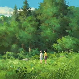 forest lanscape panorama by makoto shinkai in pixar style