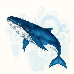 a beautiful painting whale, by ukiyo - e award - winning art color screen printing
