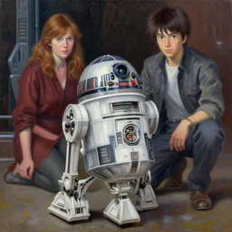 star wars droid, Jen Bartel, Dan Mumford, Satoshi Kon, oil on canvas, intricate, 8k highly professionally detailed, HDR, CG Society