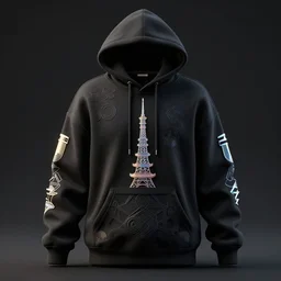hoodie, deep black background, street wear, toyko, intricate, elegant, highly detailed, prism highlights, cgsociety, street photography, smooth, sharp focus, telephoto, depth of field, octane render, blender
