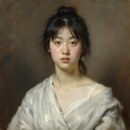 Bouguereau painting of attractive asian girl