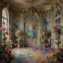 a beautifull intricate victorian room with flowers, intricate detailed color smashing fluid oilpaint, 3 d render, hyper realistic detailed, color leaves, ruan jia, wlop. scifi, fantasy, hyper detailed, octane render, concept art, by peter mohrbacher, by wlop, by ruan jia