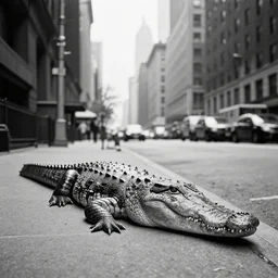 a crocodile new york city 1942, black and white