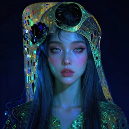 glowwave girl portrait, hyper detailed, digital art, trending in artstation, cinematic lighting, studio quality, smooth render, unreal engine 5 rendered, octane rendered, art style by klimt and nixeu and ian sprigger and wlop and krenz cushart