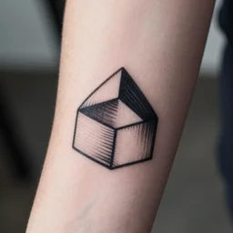tiny handpoke tattoo of a simplistic black and white geometric shape, stick poke, lineart