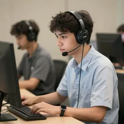 the typical reddit moderator, using their computer while wearing a headset