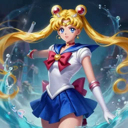 beautiful Justin Sun as Sailor moon splash art by League of Legends, highly detailed, trending on Artstation and Safebooru in category Voluptious