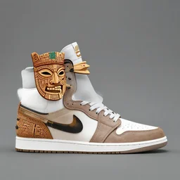 sneaker design, astec mayan street fashion native punk shoe design, majora's mask, wearing wooden mask, ship hop sneaker design with subtle mayan patterns, gapmoe yandere grimdark, trending on pixiv fanbox, painted by greg rutkowski makoto shinkai takashi takeuchi studio ghibli, akihiko yoshida