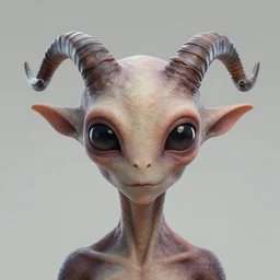 portrait from a extraterrestrial alien with two horns and two big eyes, artstation