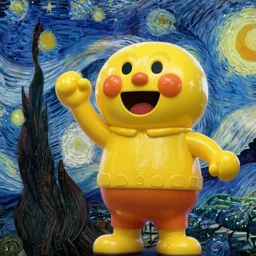 portrait of a giant shouting ( ( stay puft marshmallow man ) ) in the style of starry night by vincent van gogh intricate detail, low angle, blockbuster ghostbusters movie