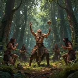 cult performing a ritual in a forest, digital art, concept art, fantasy art, highly detailed, hd wallpaper, hdr, artstation, deviantart, behance