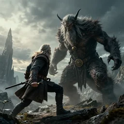 Gandalf fighting a Balrog, beautiful landscape, dramatic lighting, cinematic, establishing shot, extremly high detail, photorealistic, cinematic lighting, post processed, concept art, artstation, matte painting, style by greg rutkowsky