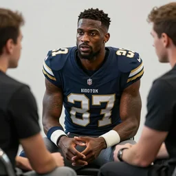 antonio brown receiving therapy from professional real life, 8 k, 4 k uhd, realistic, hyper realistic, super detailed, very detailed, detailed