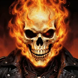 a highly detailed beautiful portrait of ghost rider, flaming skull, ( marvel ) penance stare, james gurney, james jean