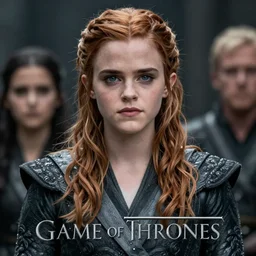 emma watson as arya stark in game of thrones, 4 k, epic, cinematic, focus, movie still, fantasy, serious, extreme detail, atmospheric, dark colour, sharp focus