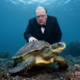 An astonished Winston Churchill discovers the first turtle ever in Galapagos, national geographic, BBC, EOS-1D, f/1.4, ISO 200, 1/160s, 8K, RAW, unedited