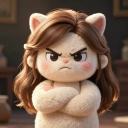 cute fumo plush of an angry girl putting on a valiant attempt to appear perfectly calm