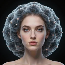 Photorealistic image of a woman's portrait from the mandelbulb pattern