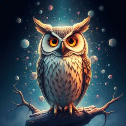 a dreamy otherworldly 3 d render of wise owl, pixiv fanbox, dramatic light, maximalist pastel color palette, splatter paint, pixar and disney exploded - view drawing, graphic novel by fiona staples and dustin nguyen, peter elson, alan bean, wangechi mutu, clean cel shaded vector art, trending on artstation