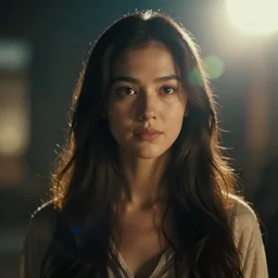 portrait of a goddess, movie still, cinematic lighting, ray tracing, octane render, long lens, shallow depth of field, bokeh, anamorphic lens flare, 8 k, hyper detailed, 3 5 mm film grain