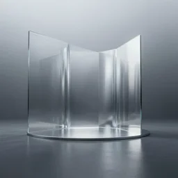 still from internet ray tracing competition, unreal engine render, high quality render, realistic lighting, minimalist, liminal, foggy, museum, silver, glassy reflections