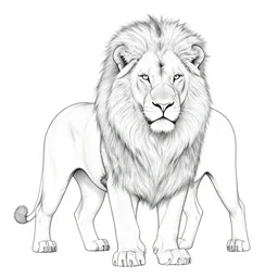 a detailed line art of a lion