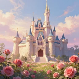 Beautiful dream pictures, castle, roses, flowers, trending on art station