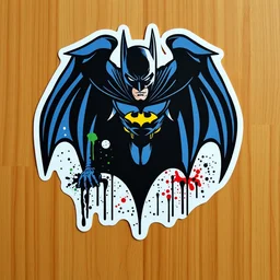 die cut sticker, batman, splatter paint