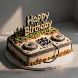 Birthday cake in the shape of a DJ desk